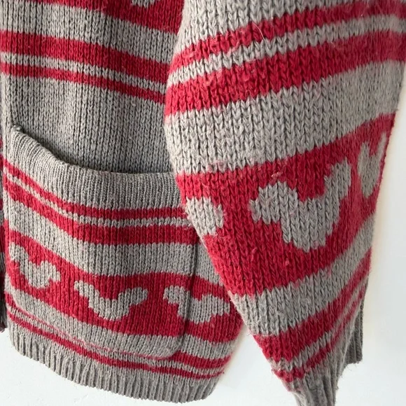 Disneyland Spirit Jersey Gray and Red Knit Zip-Up Sweater